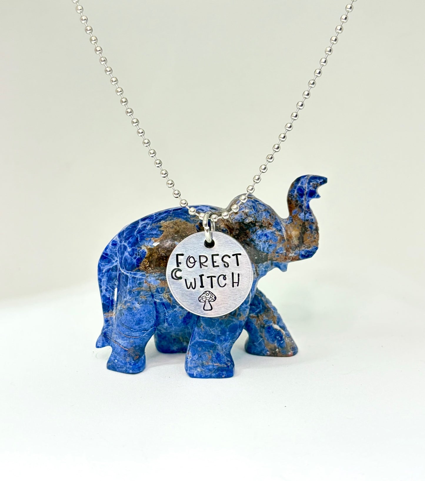 Forest Witch Mushroom Necklace – Hand-Stamped Aluminum Pendant for Nature Lovers