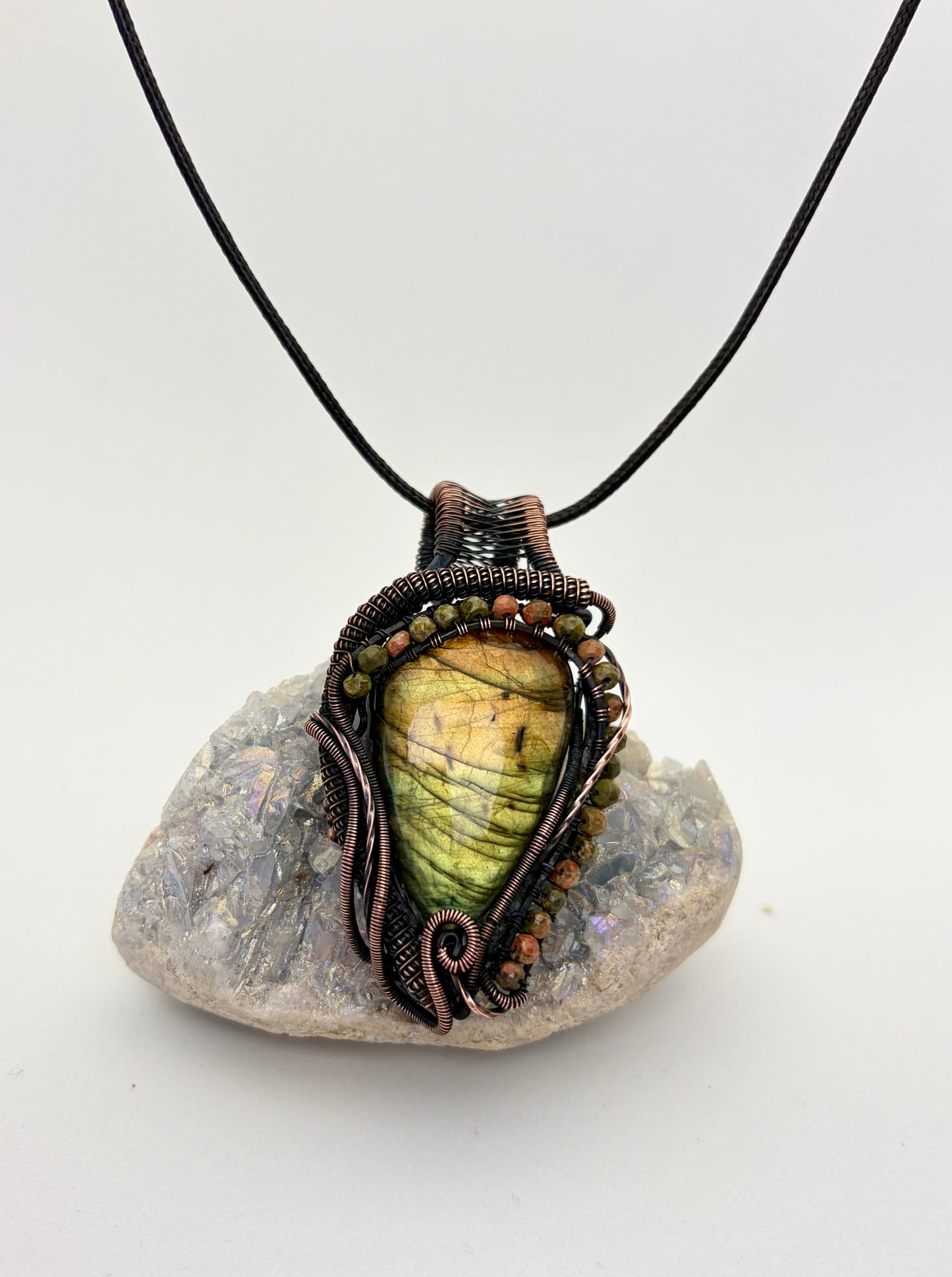 Magical Labradorite & Copper Wire Wrapped Pendant