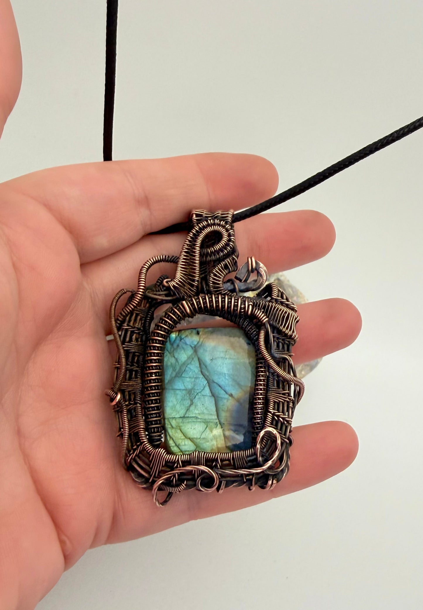 Chaos Labradorite & Copper Wire Wrapped Pendant | Handmade Statement Necklace