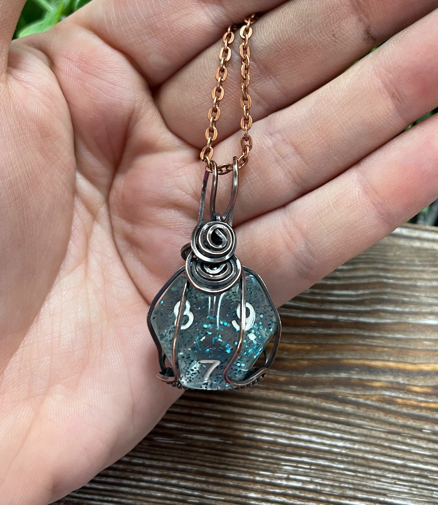 Random Color Wire Wrapped D12 Dice Pendant - Handmade by Marlayna