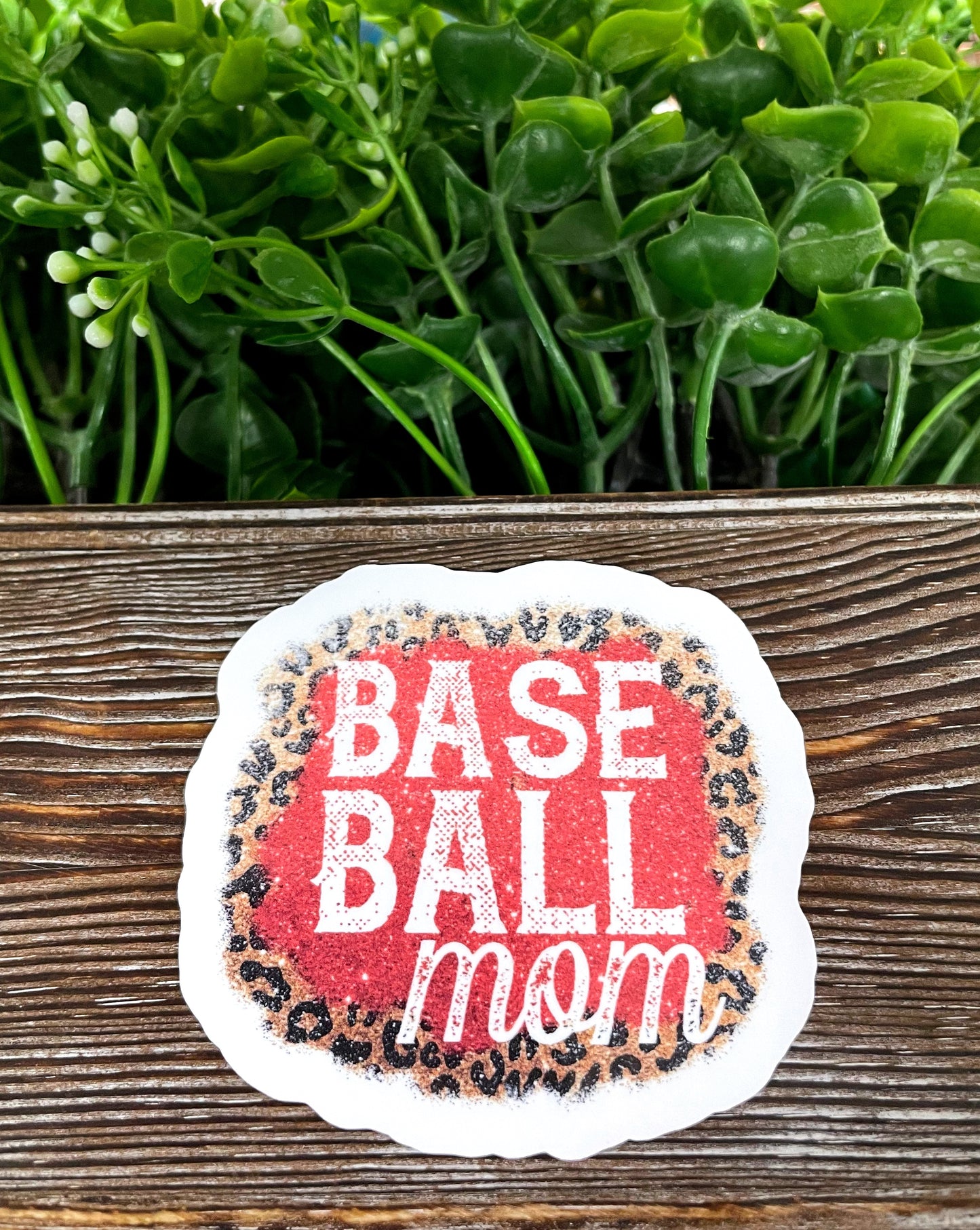 Baseball Mom Sticker, Cheetah Print, Die Cut Vinyl Sticker, Boho Fun, Water Resistant |Sticker or Magnet