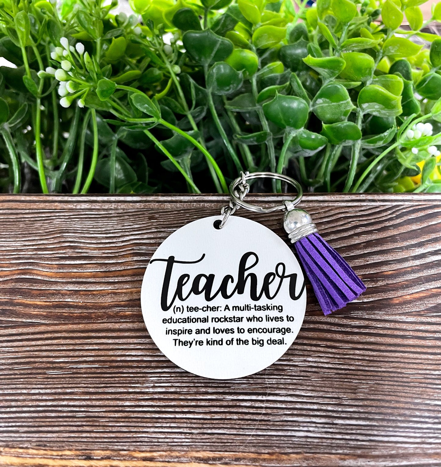 Teacher Definition, MDF Round Keychain, , Boho Fun, Sublimation - Handmade by Marlayna