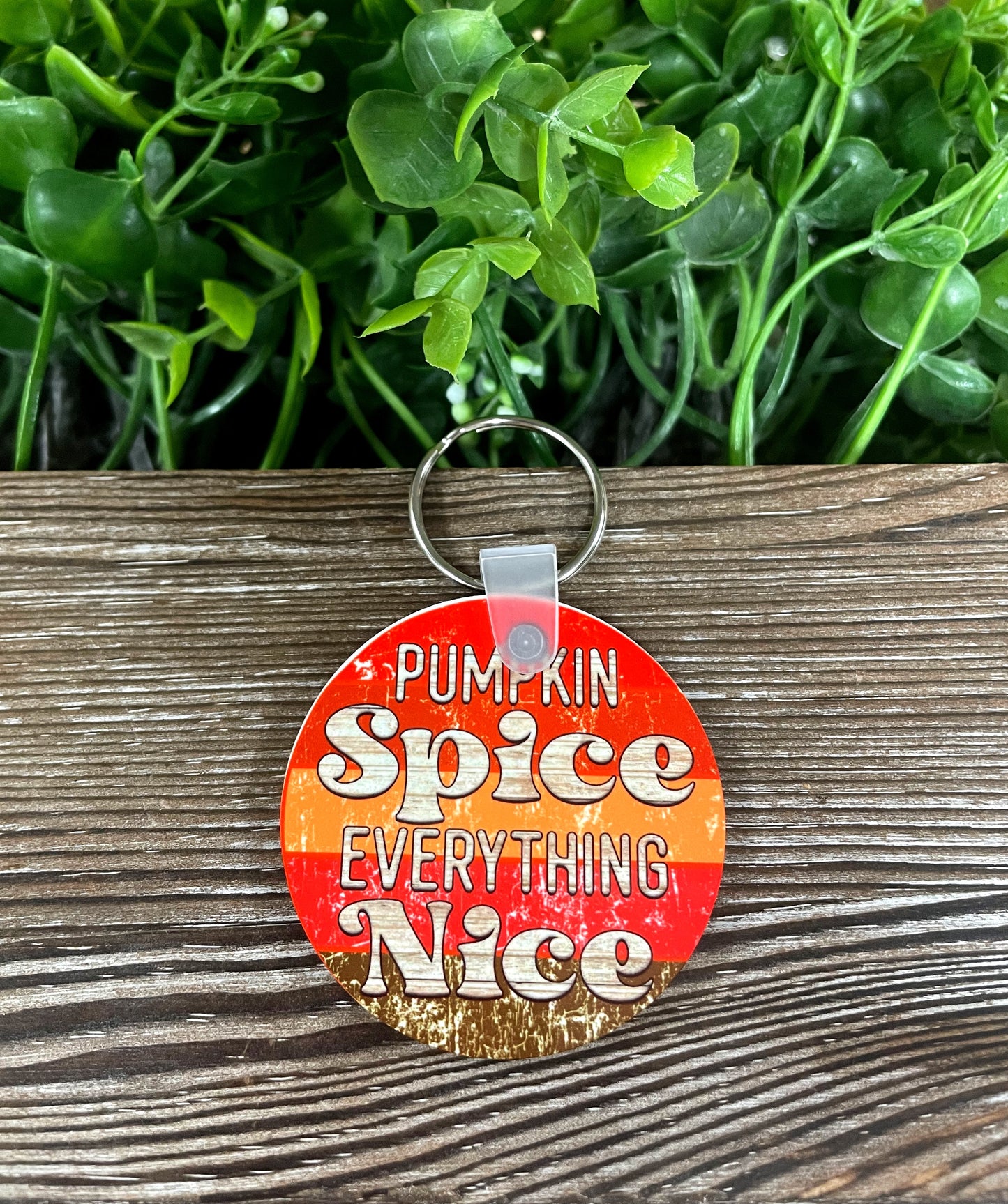 Pumpkin Spice Everything Nice, MDF Round Keychain, Boho Fun, Fall Autumn Love Weather - Handmade by Marlayna