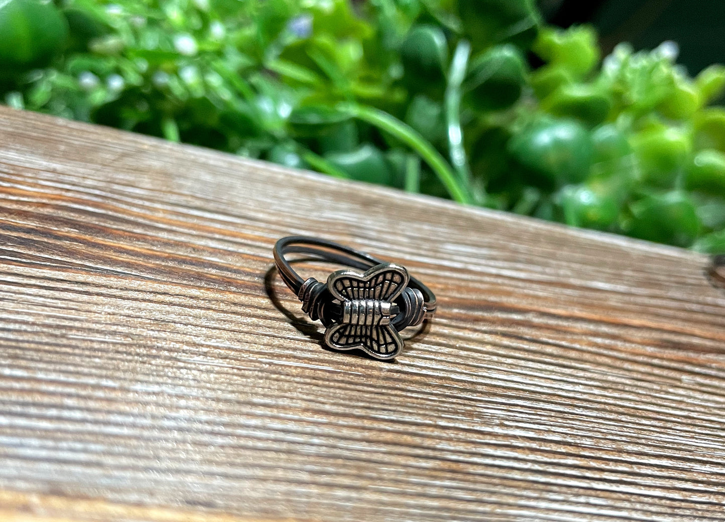 Silver Butterfly Wire Wrapped Ring, Dainty Pretty Wings - Handmade by Marlayna