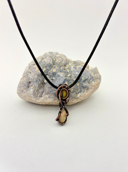 Double Trouble Opal – Copper Wire Wrapped Necklace