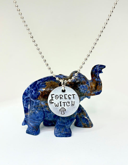 Forest Witch Mushroom Necklace – Hand-Stamped Aluminum Pendant for Nature Lovers