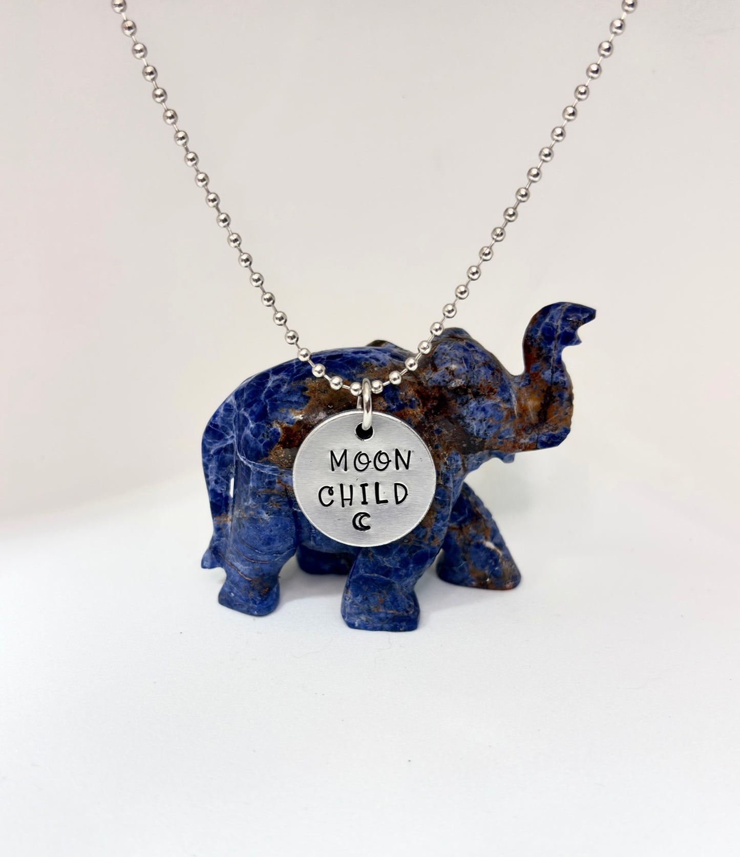 Moon Child Necklace – Hand Stamped Celestial Pendant for Lunar, Witchy & Boho Souls