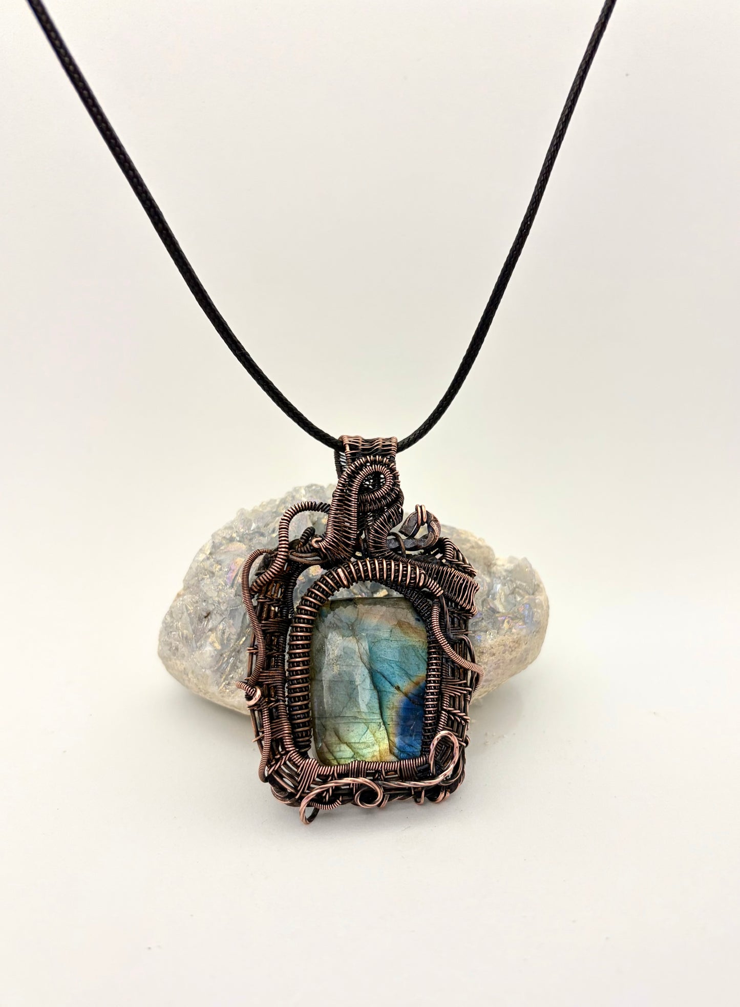 Chaos Labradorite & Copper Wire Wrapped Pendant | Handmade Statement Necklace