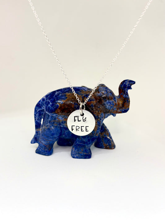 Fly Free • Hand-Stamped Aluminum Necklace