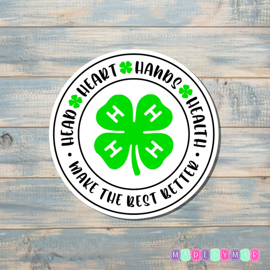 Head Heart Hands Health 4h  |Sticker or Magnet