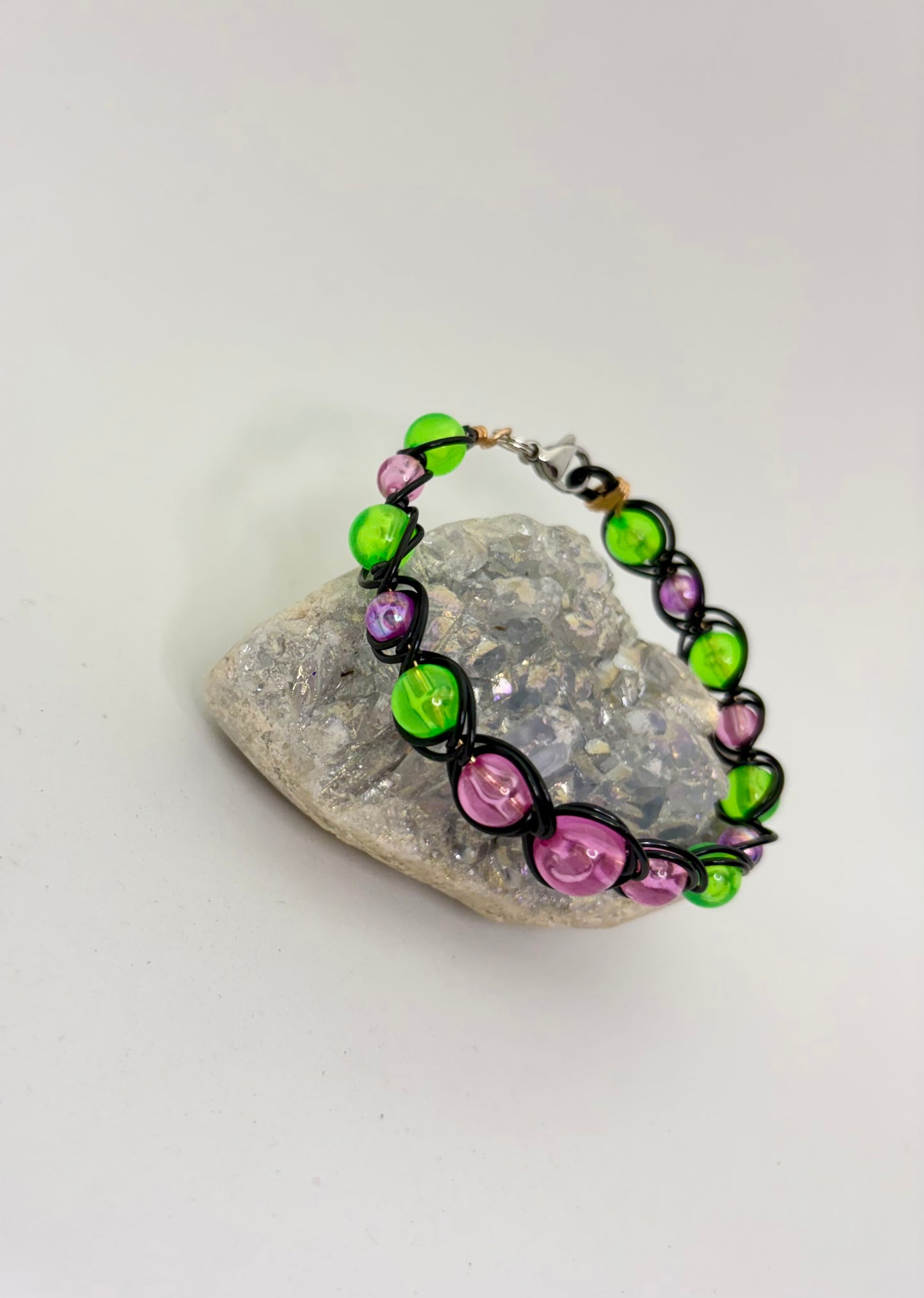 Glow-in-the-Dark Wire Wrapped Bracelet | Electric Garden Handmade Jewelry