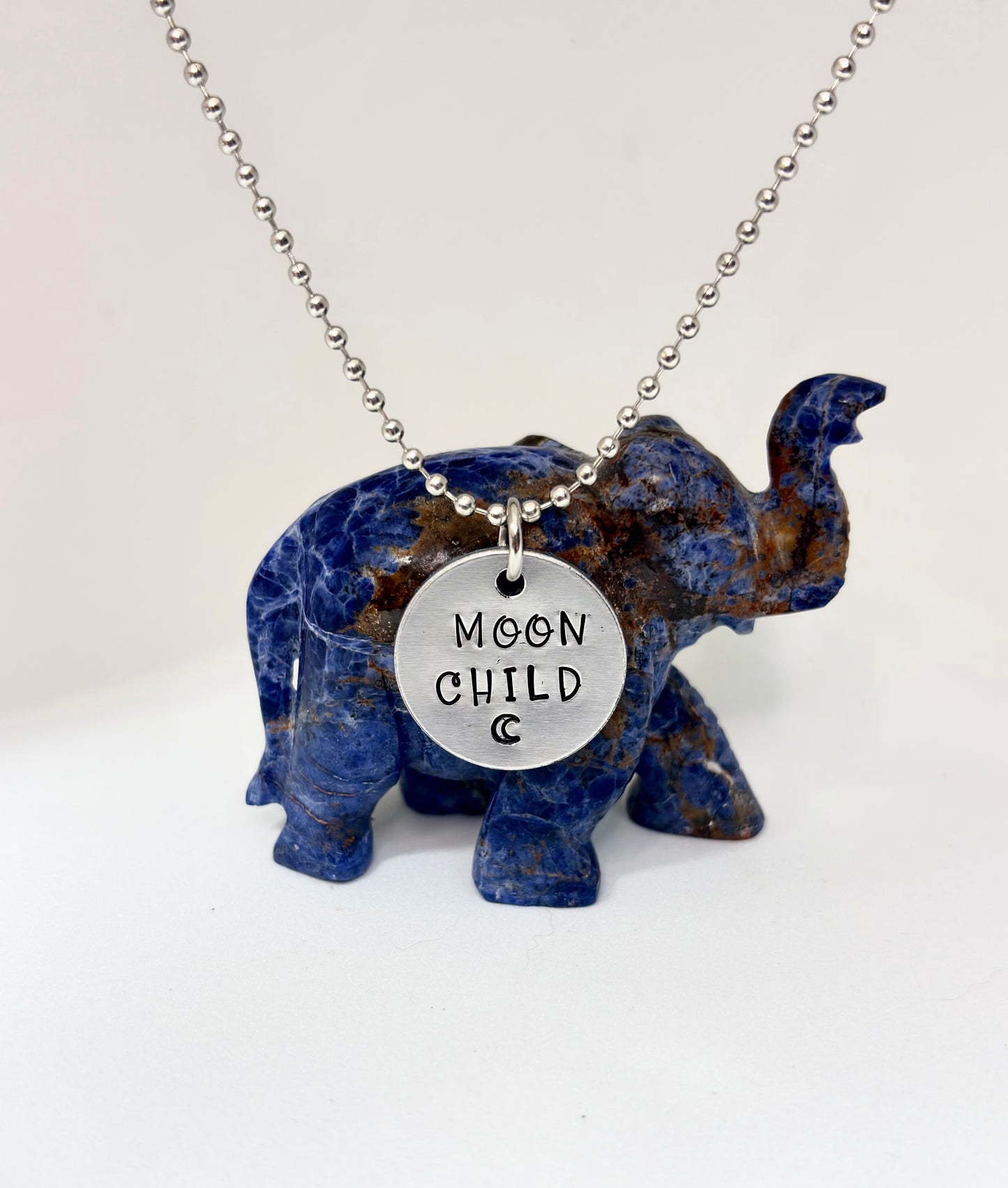 Moon Child Necklace – Hand Stamped Celestial Pendant for Lunar, Witchy & Boho Souls