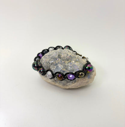 Cosmic Night Wire Wrapped Bracelet | Handmade Galaxy Bead Jewelry
