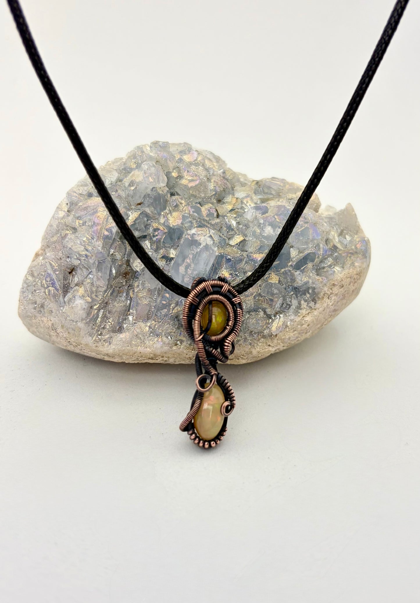 Double Trouble Opal – Copper Wire Wrapped Necklace