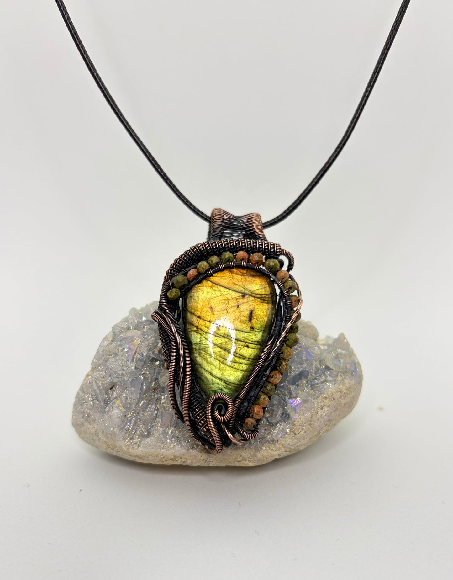 Magical Labradorite & Copper Wire Wrapped Pendant