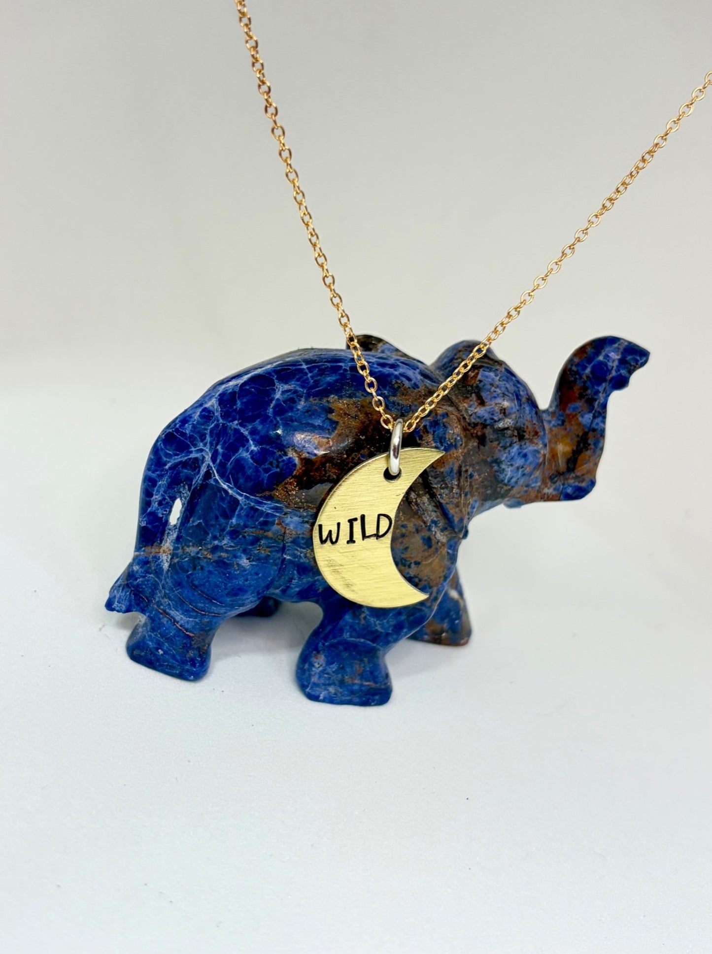 Wild Crescent Moon Necklace – Brass Hand Stamped Pendant for Boho & Nature Lovers