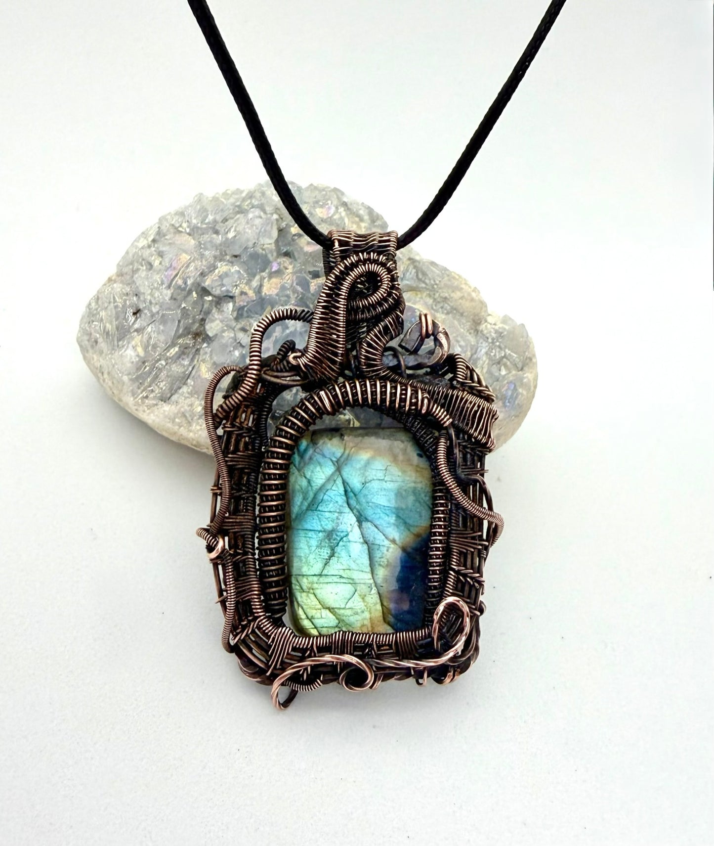 Chaos Labradorite & Copper Wire Wrapped Pendant | Handmade Statement Necklace