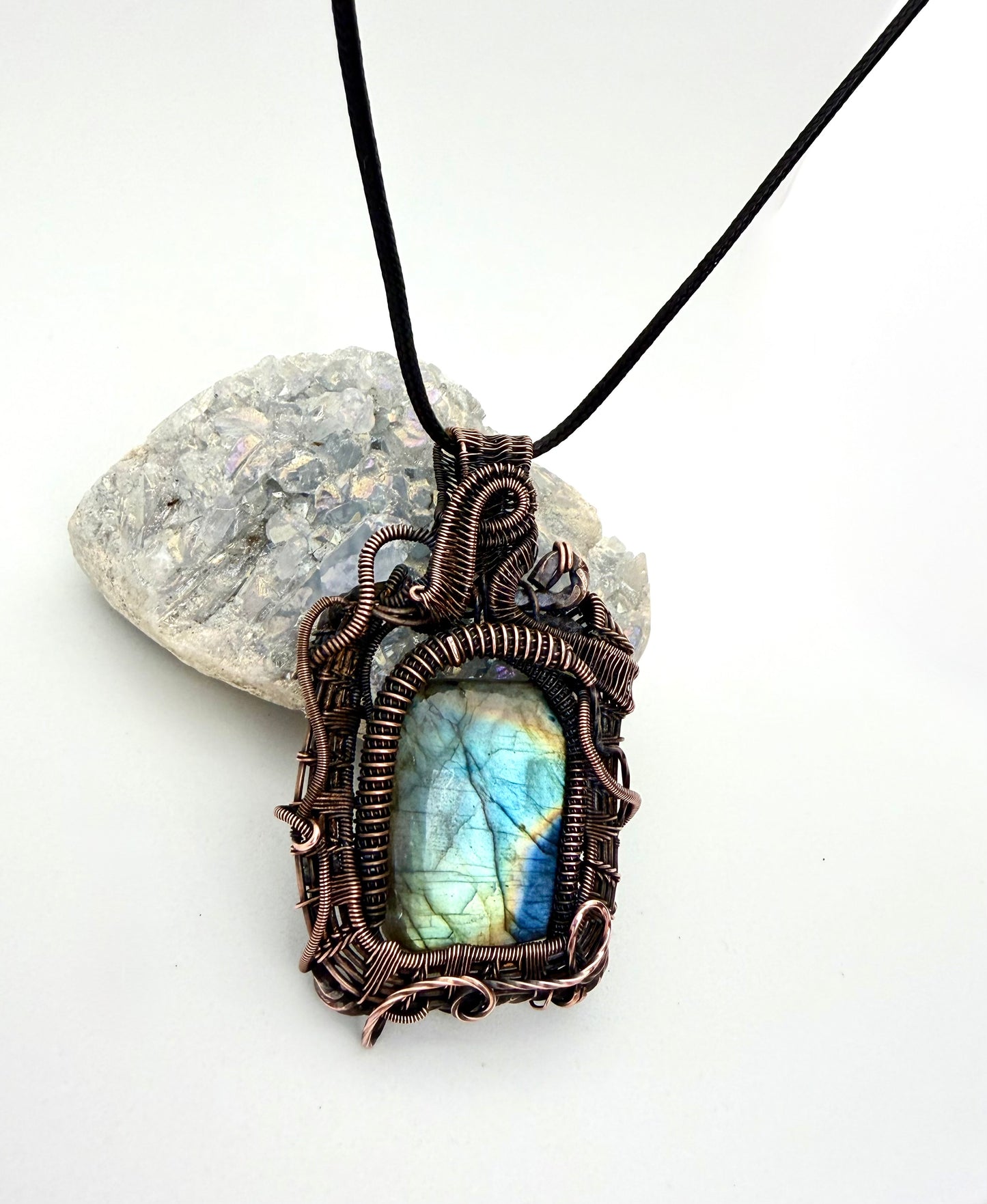 Chaos Labradorite & Copper Wire Wrapped Pendant | Handmade Statement Necklace