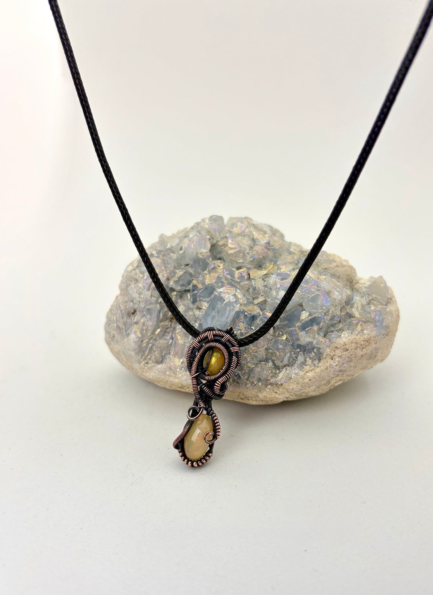 Double Trouble Opal – Copper Wire Wrapped Necklace