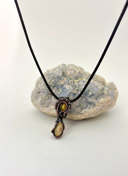 Double Trouble Opal – Copper Wire Wrapped Necklace