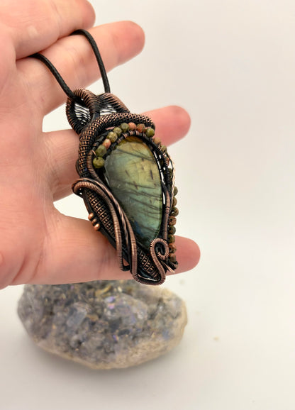 Magical Labradorite & Copper Wire Wrapped Pendant