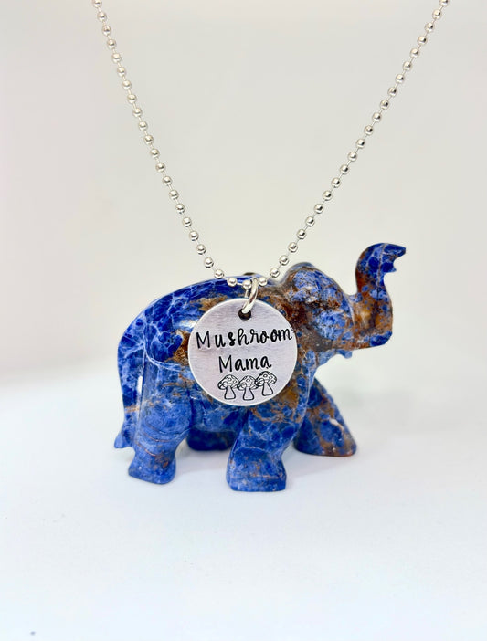 Mushroom Mama Necklace – Hand Stamped Aluminum Pendant for Nature & Cottagecore Lovers
