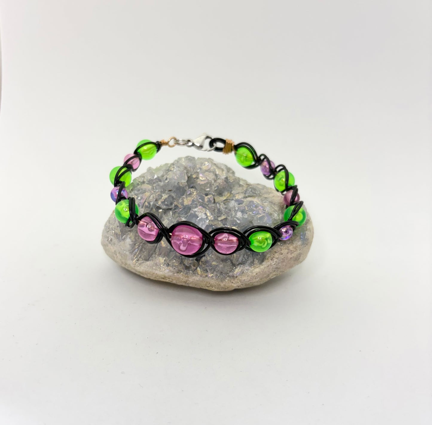 Glow-in-the-Dark Wire Wrapped Bracelet | Electric Garden Handmade Jewelry