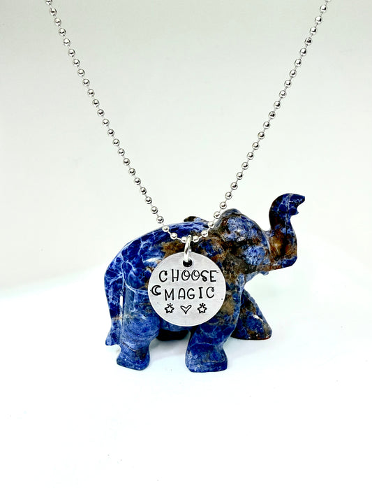 Choose Magic Necklace – Hand Stamped Aluminum Charm Pendant