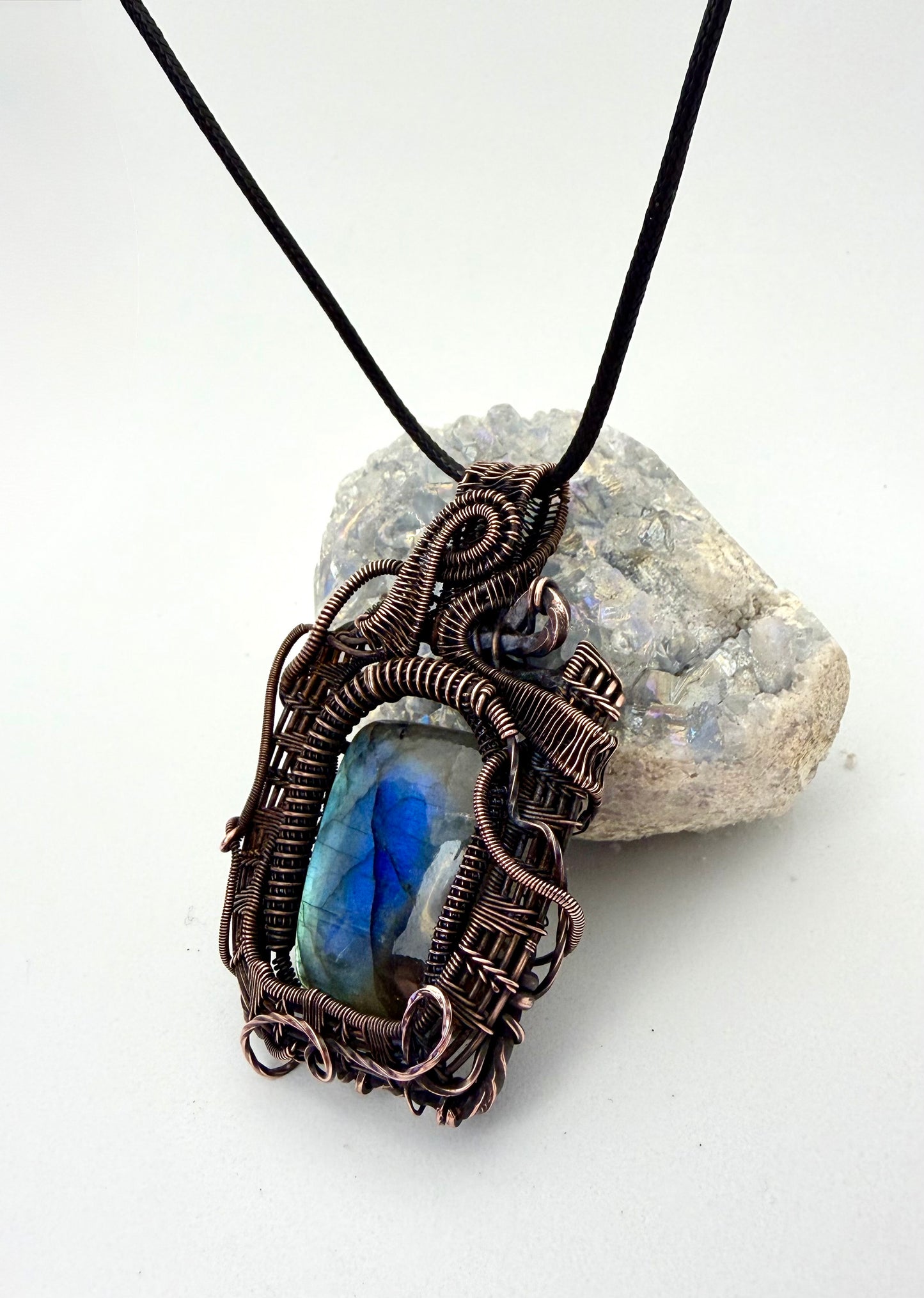 Chaos Labradorite & Copper Wire Wrapped Pendant | Handmade Statement Necklace