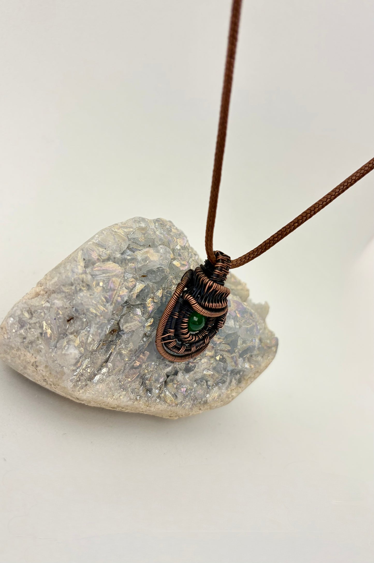 Forest Sprite – Copper Wire Wrapped Green Agate Necklace