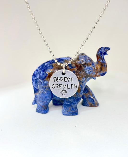 Forest Gremlin Necklace – Cottagecore Mushroom Hand Stamped Pendant
