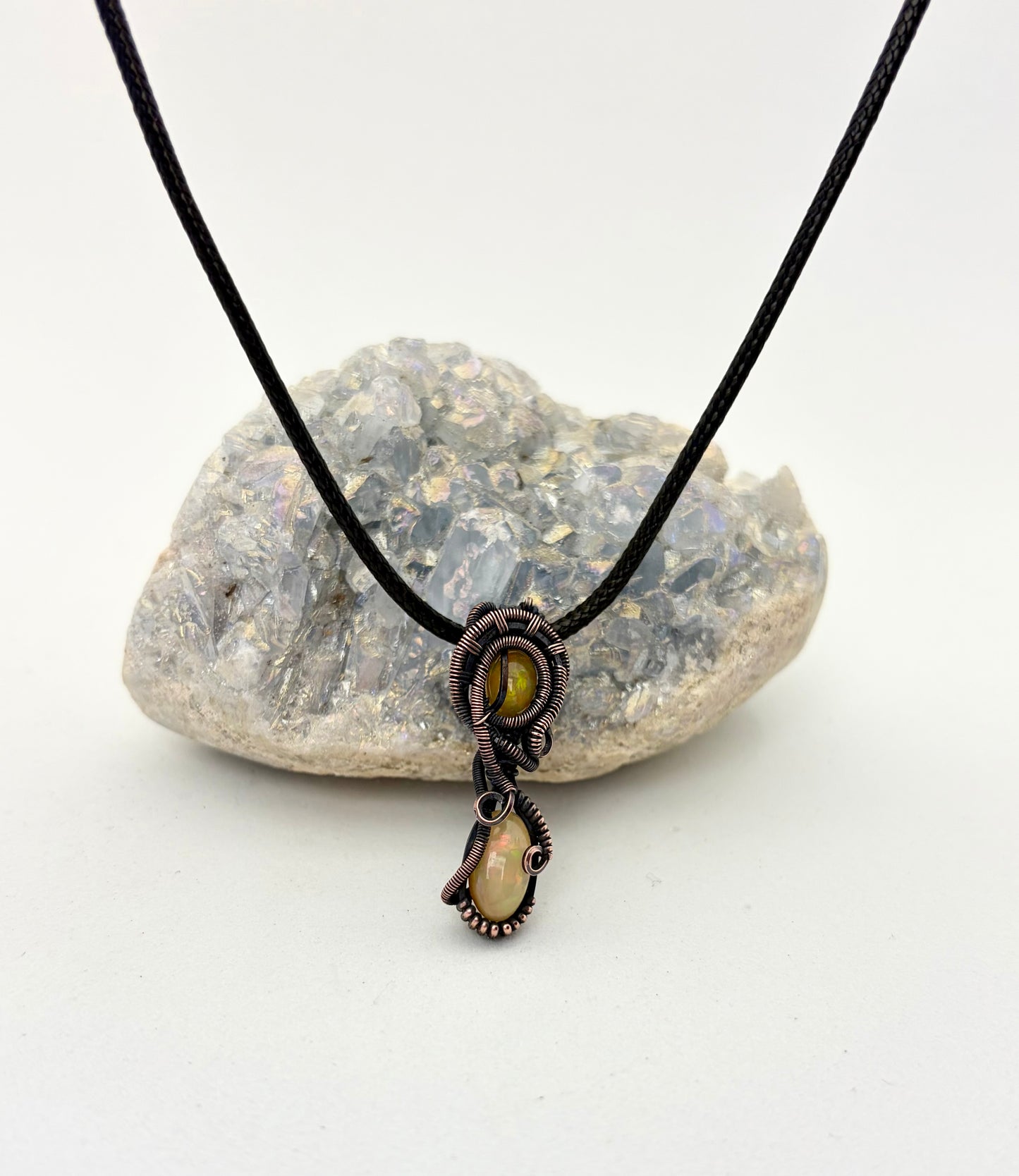 Double Trouble Opal – Copper Wire Wrapped Necklace