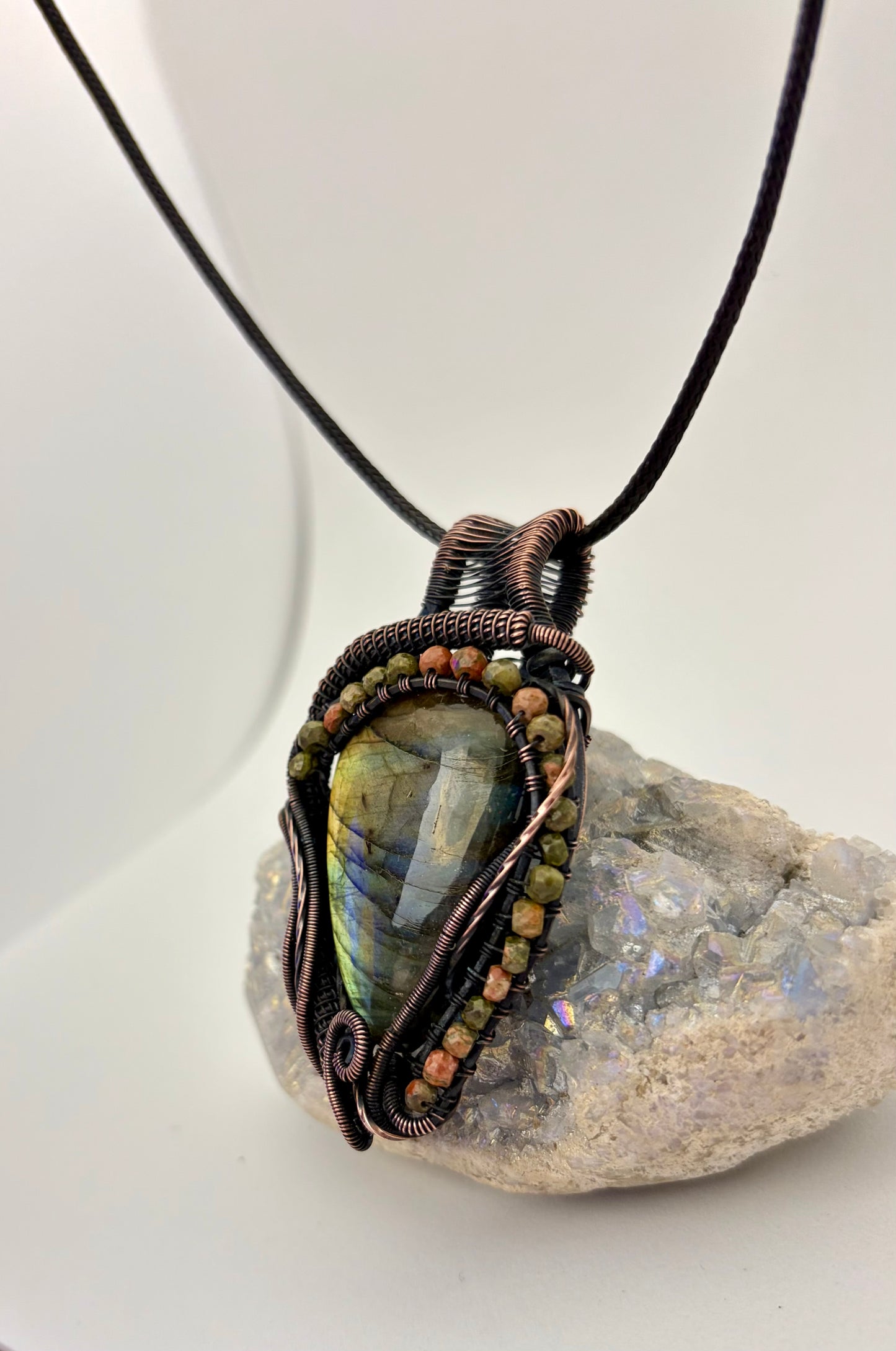 Magical Labradorite & Copper Wire Wrapped Pendant