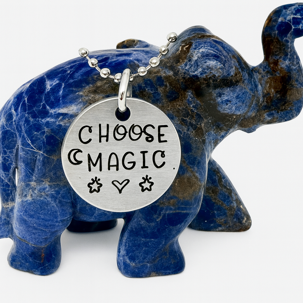 Choose Magic Necklace – Hand Stamped Aluminum Charm Pendant