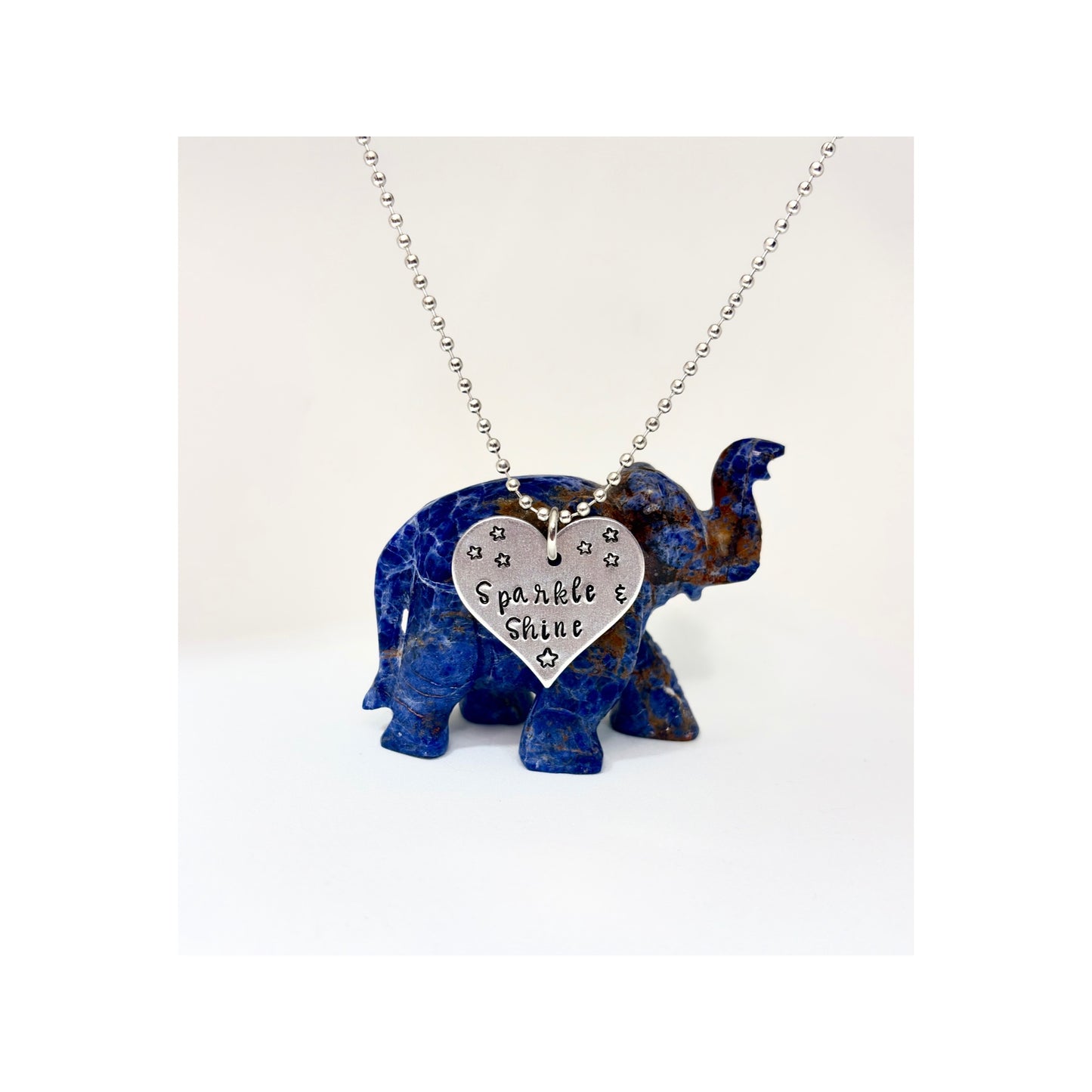 Sparkle & Shine Heart Necklace – Hand-Stamped Aluminum Pendant