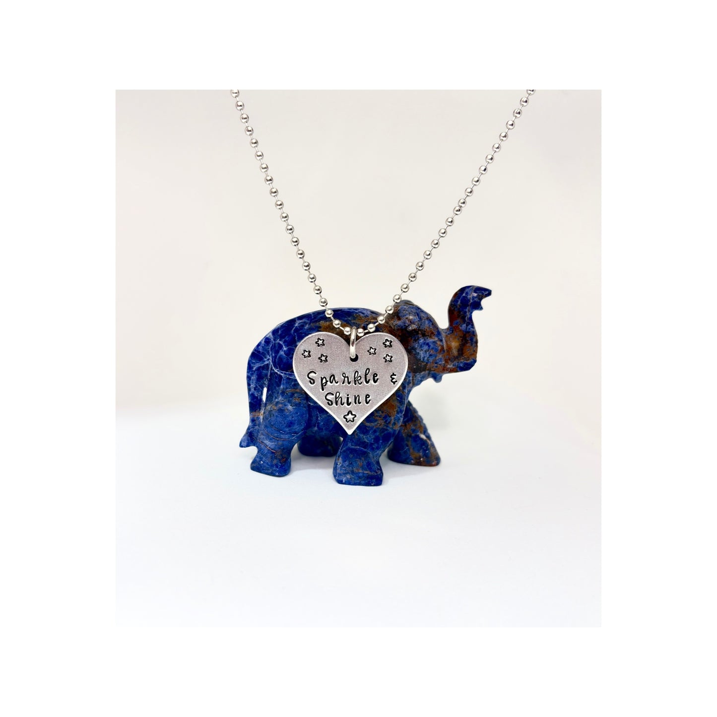 Sparkle & Shine Heart Necklace – Hand-Stamped Aluminum Pendant