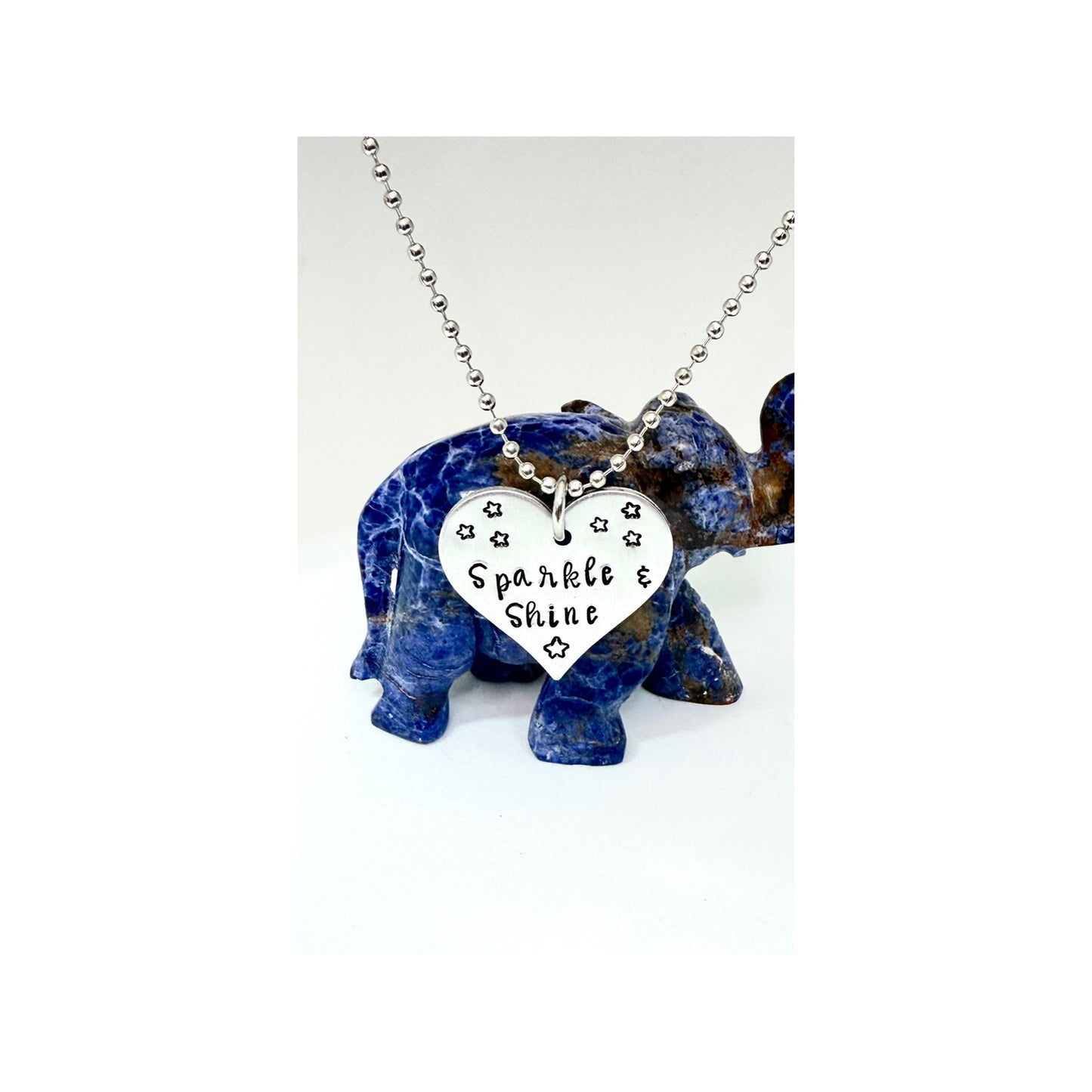 Sparkle & Shine Heart Necklace – Hand-Stamped Aluminum Pendant
