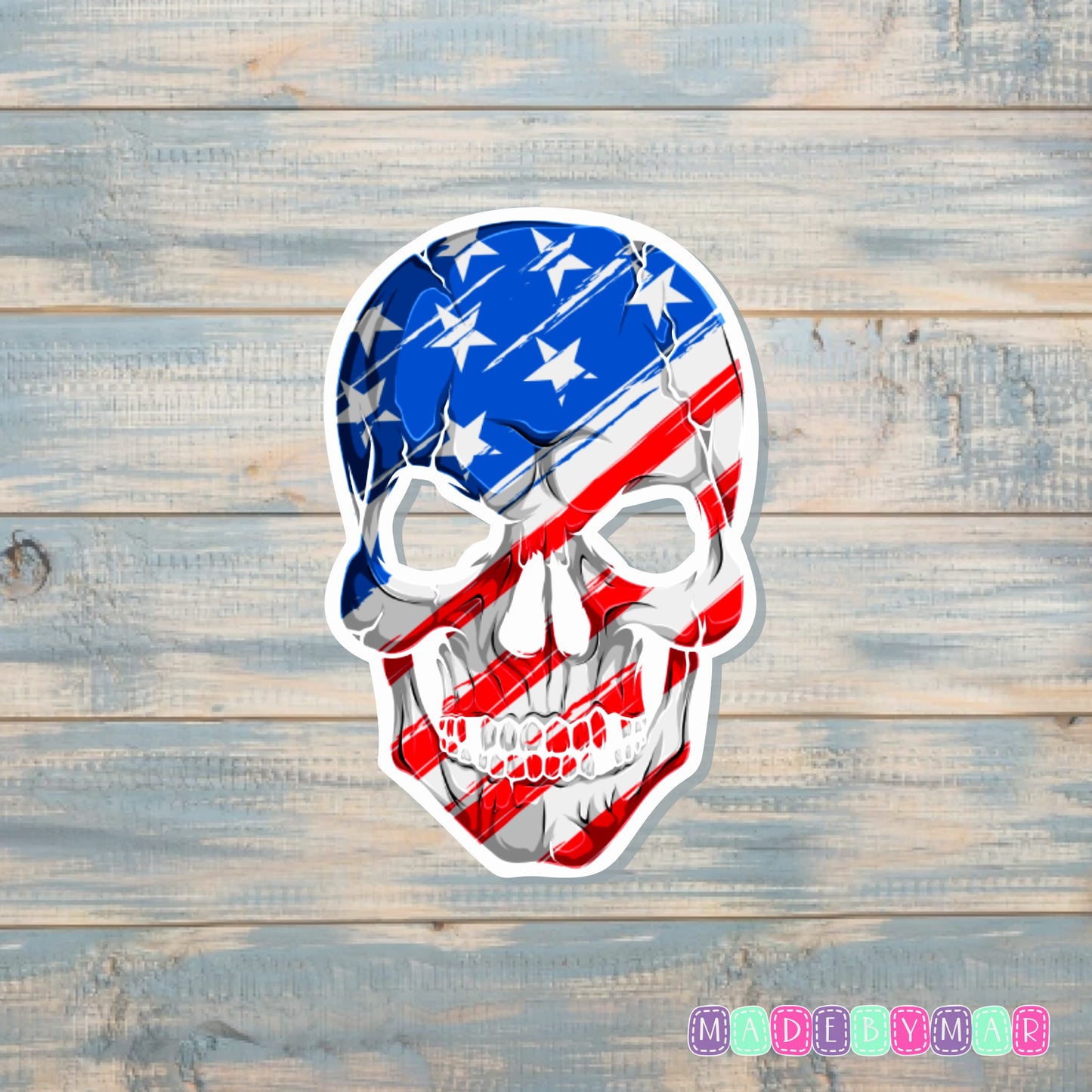 American Flag Skull |Sticker or Magnet | Patriotic Pride