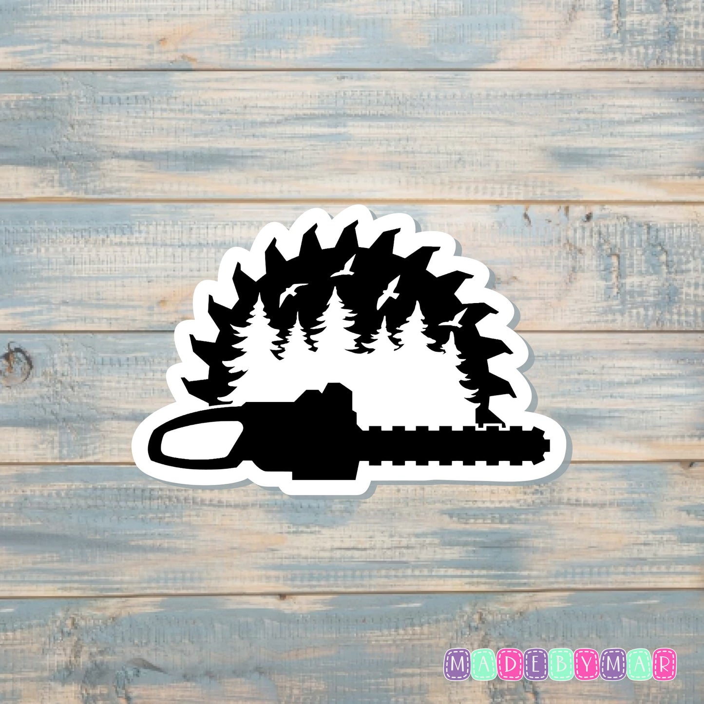 Rustic Chainsaw Logo |Sticker or Magnet | Lumberjack