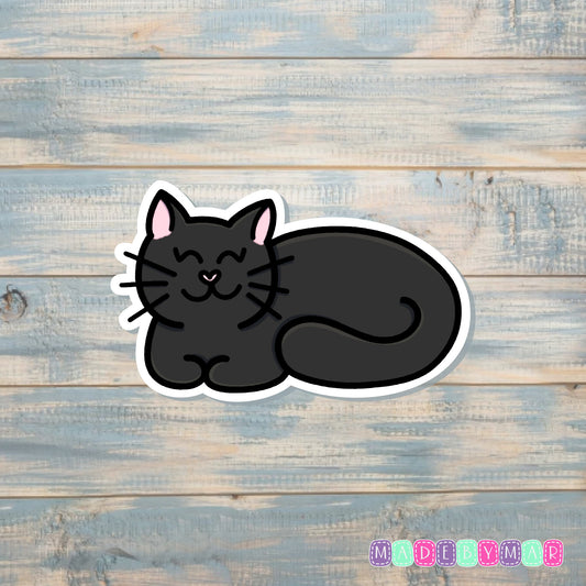 Smiling Black Cat | Sticker or Magnet | Cat Mom