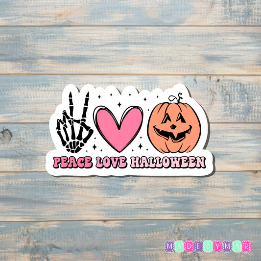 Peace Love Halloween |Sticker or Magnet | Halloween