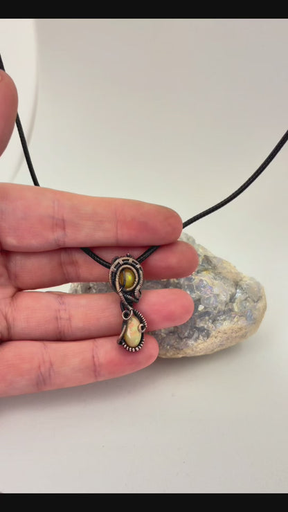 Double Trouble Opal – Copper Wire Wrapped Necklace