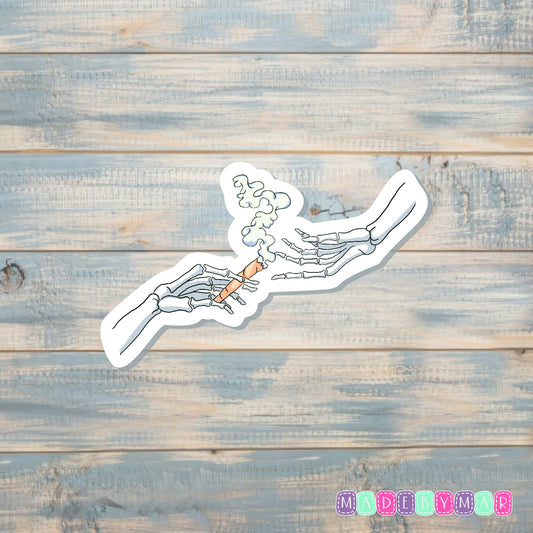 Skeleton Hands Smoking Weed Sticker |Sticker or Magnet | Marijuana Cannabis