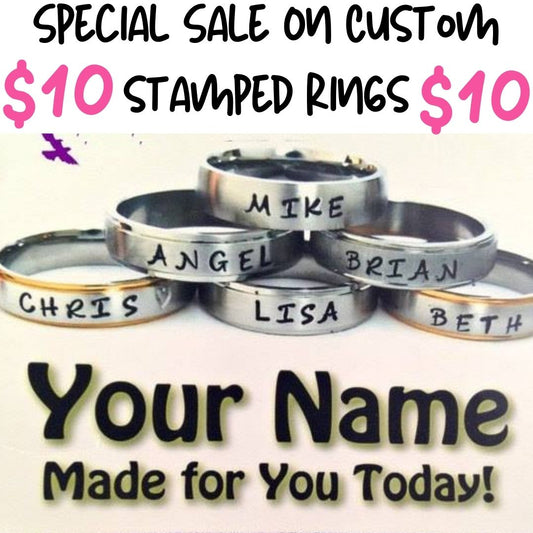 Hand Stamped Stainless Steel Ring- Personalized- Your Name Today