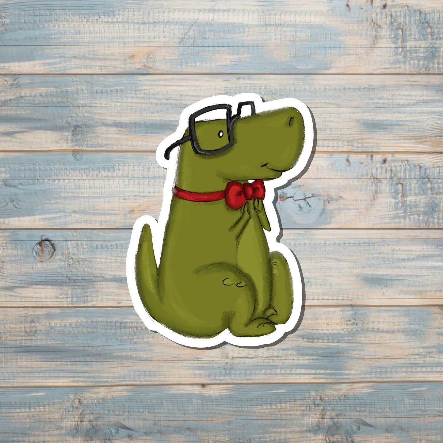 Watercolor Green Dinosaur, Die Cut Sticker, Graphic Art Sticker, Vinyl, |Sticker or Magnet