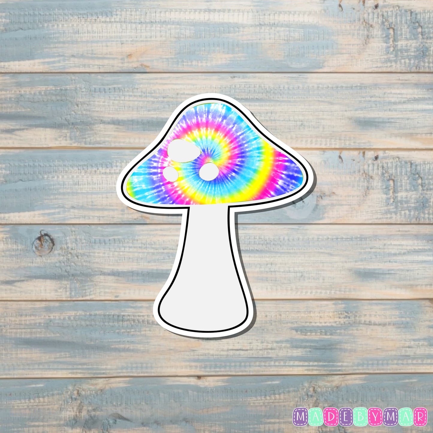 Tie Dye Mushroom Sticker, White Stem |Sticker or Magnet