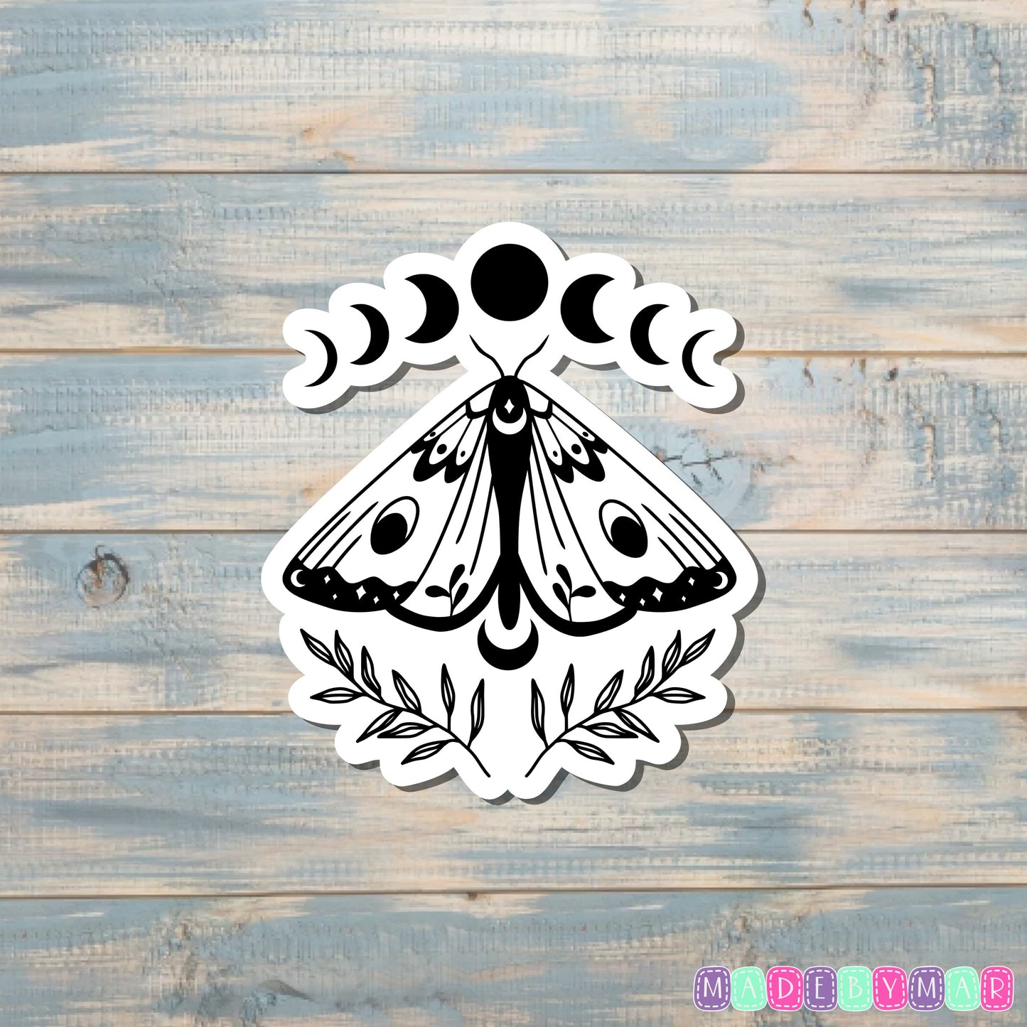 Lunar Moth Moon Phases Sticker |Sticker or Magnet