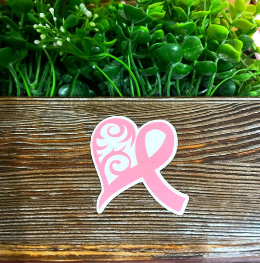 Breast Cancer Ribbon, Die Cut Vinyl Sticker, Water Resistant, Pink Anatomy, Cancer Awareness, Support Survivor |Sticker or Magnet