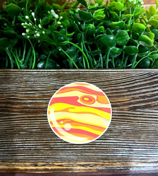 Orange Planet Outer Space, Die Cut Vinyl Sticker, Boho Fun, Water Resistant, Galaxy Nasa Solar System |Sticker or Magnet