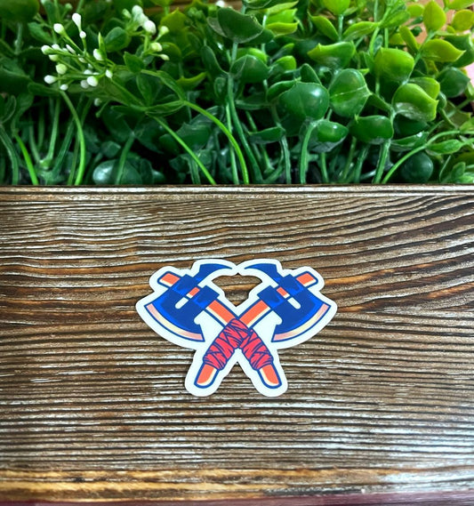 Double Axes, Die Cut Vinyl Sticker, Water Resistant, Ax Throwing, Medieval, Viking Weapon |Sticker or Magnet